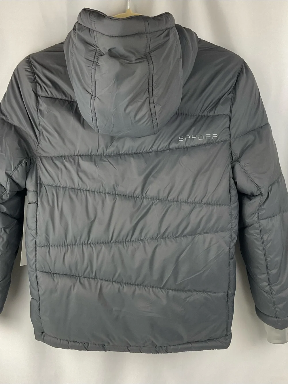 Spyder Boys Puffer Jacket Size 8 S Gray Polar Hooded Insulated NWT $149